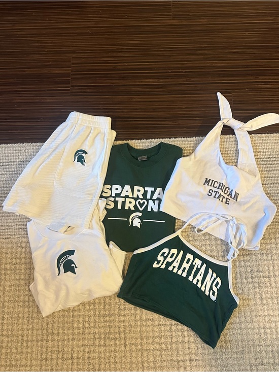 Hype and Vice Other - Michigan State Spartans Tops & Shorts Bundle - Green & White